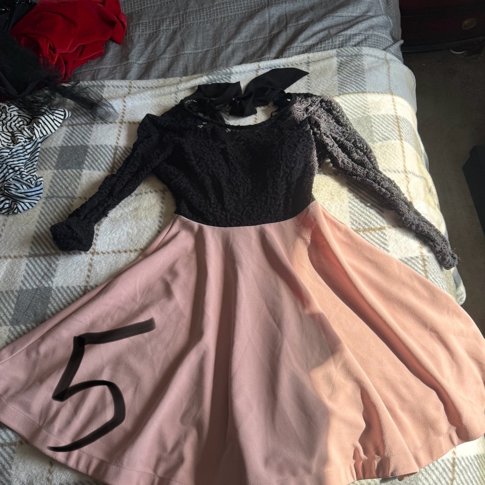 Black and Pink Lace Dress